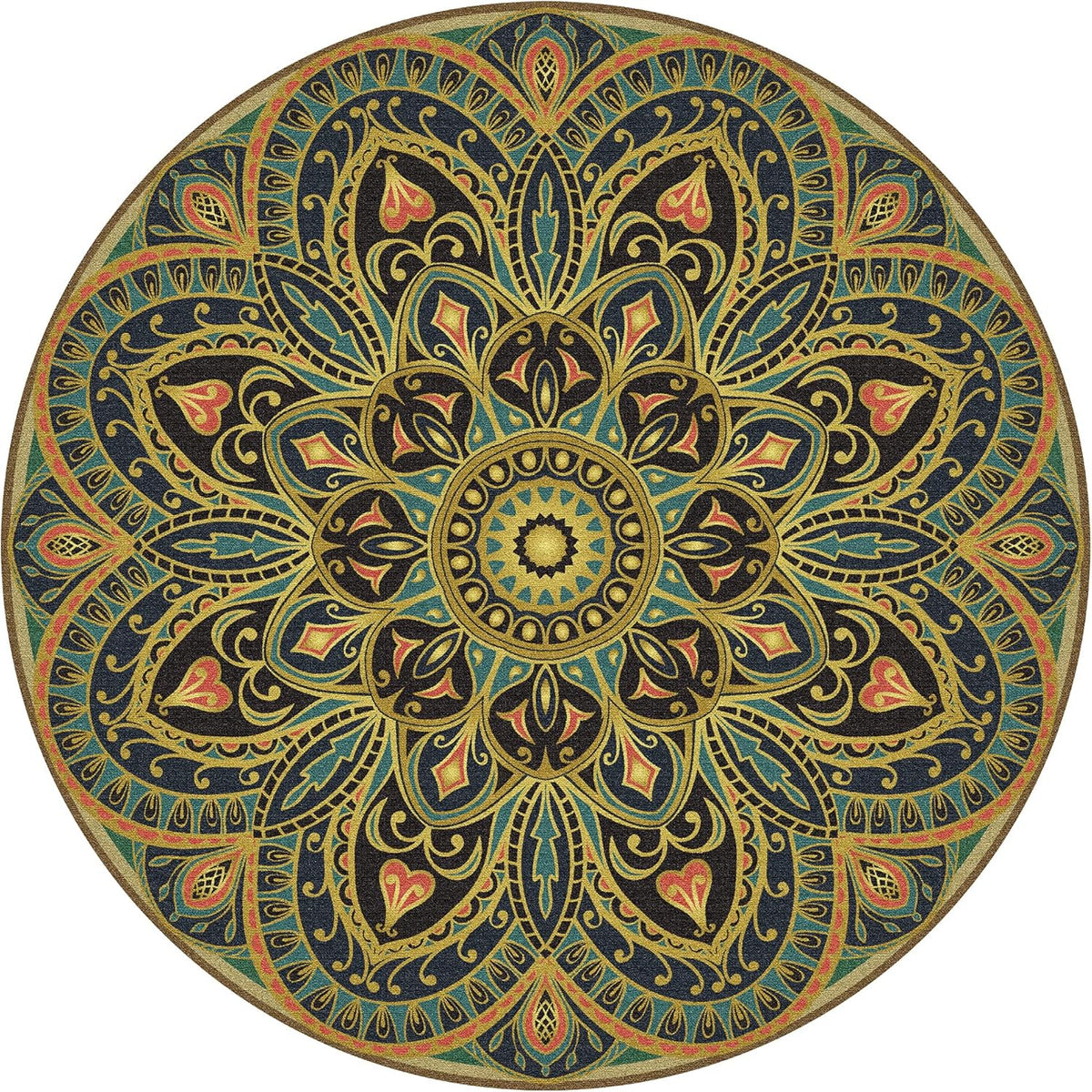 Knsbk Large Round Yoga Mat 4.6'X3.5mm for Exercise Premium Extra Thick, Ultra Comfortable, Non Slip, Meditation Mat